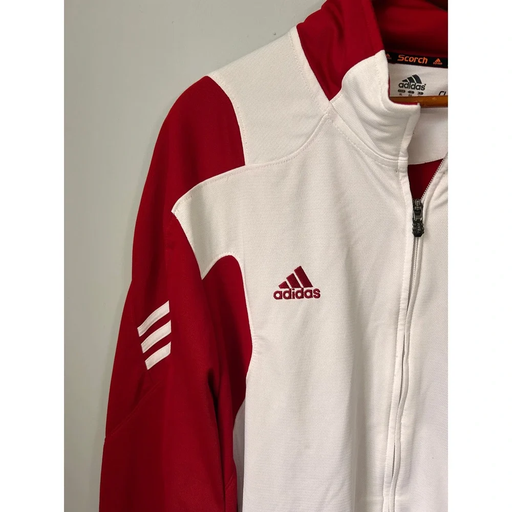 Adidas Men XL Morningside Mustangs Climalite Track Jacket Red White Full Zip